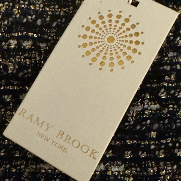 RAMY BROOK Rhonda Tweed Zip-Front Mini Skirt Gold Zipper Hardware Size 8 Black - Picture 7 of 15